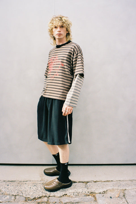 SKELETON STRIPE DOUBLE SLEEVE TEE
