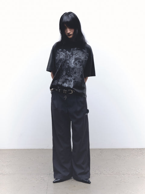 FLAMES N STUFF TEE- VINTAGE BLACK