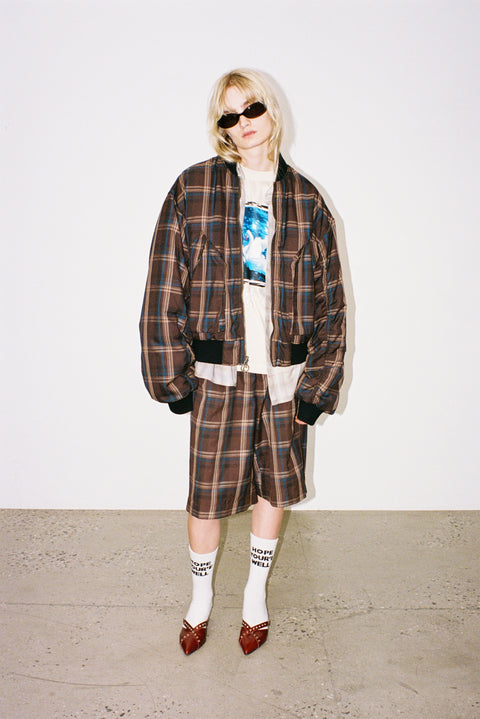 HOLLYWOOD WAIST PLAID SHORTS