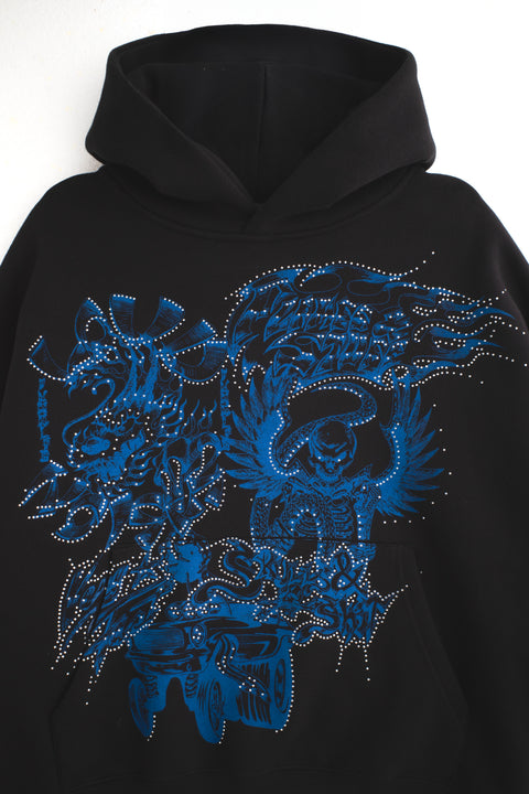 FLAMES & STUFF HOODIE BLACK/BLUE