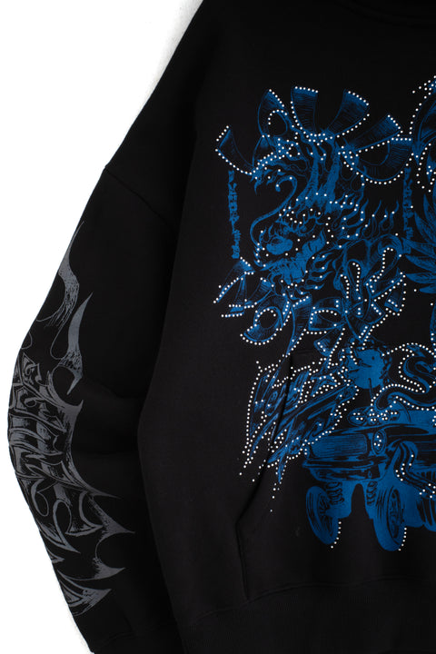 FLAMES & STUFF HOODIE BLACK/BLUE