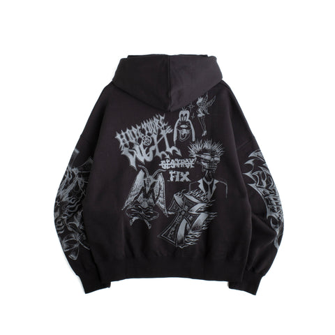 FLAMES & STUFF HOODIE BLACK