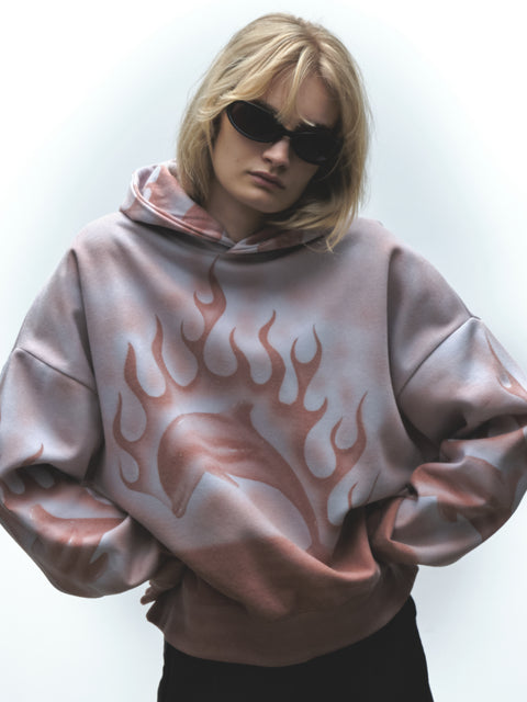 FLAMING DOLPHIN AIRBRUSH HOODIE