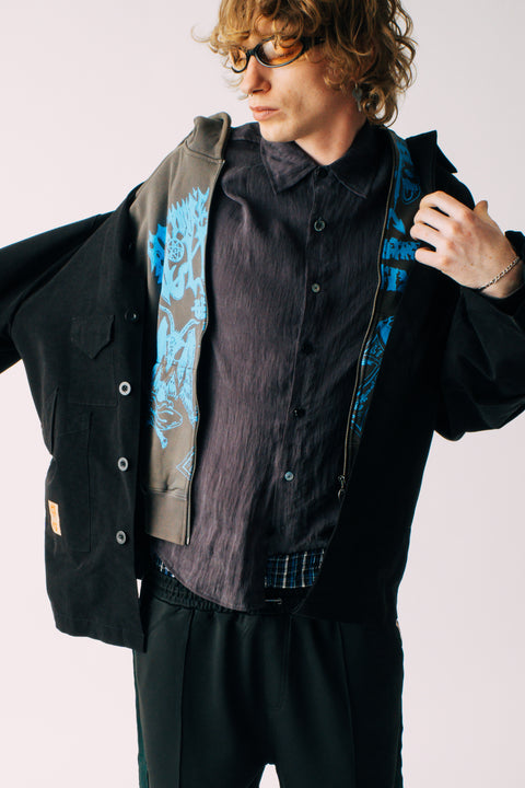 CRINKLE BUTTON UP SHIRT