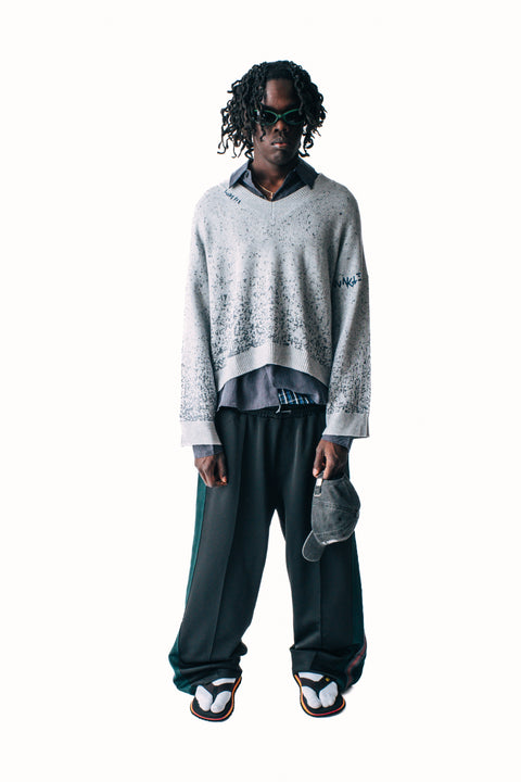 SPECKLE V-NECK SWEATER GREY