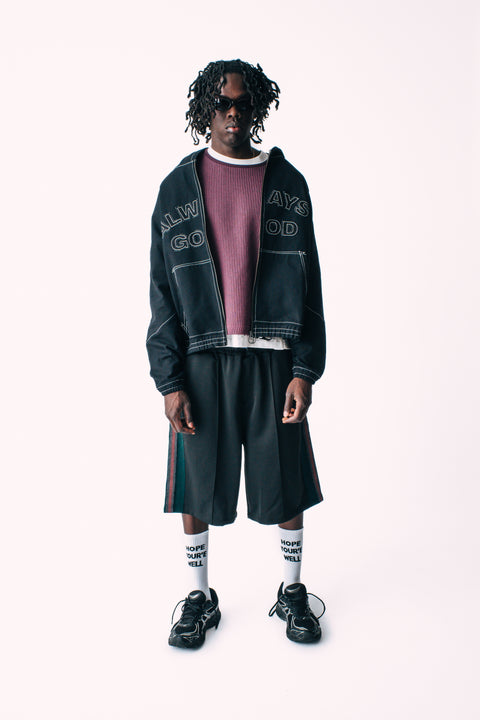 WEAVE TRIM PINTUCK SHORTS