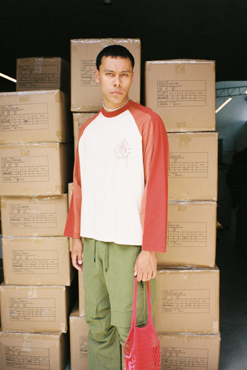DOUBLE LAYER RAGLAN TEE- RUST