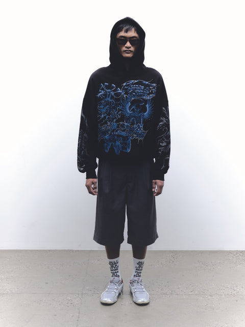 FLAMES & STUFF HOODIE BLACK/BLUE