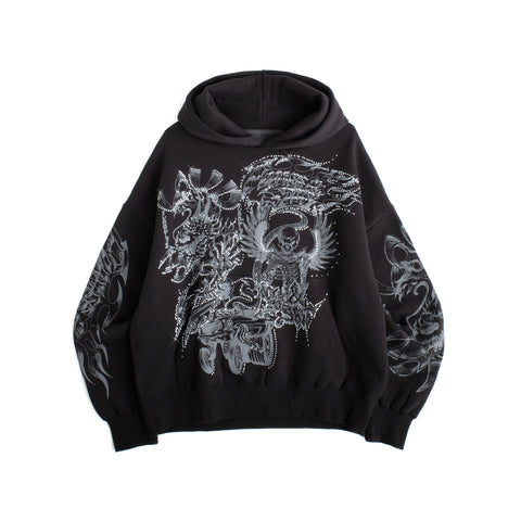 FLAMES & STUFF HOODIE BLACK