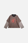 Skeleton Stripe Double Sleeve Tee