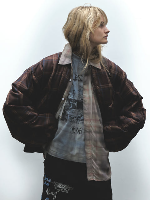 AIR BRUSH PLAID BUTTON UP