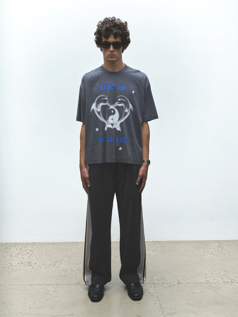 WEAVE TRIM PLEAT PANTS