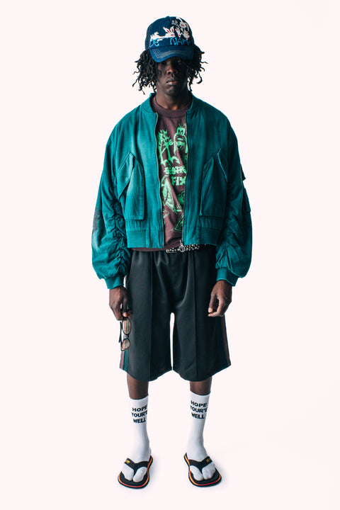 WEAVE TRIM PINTUCK SHORTS