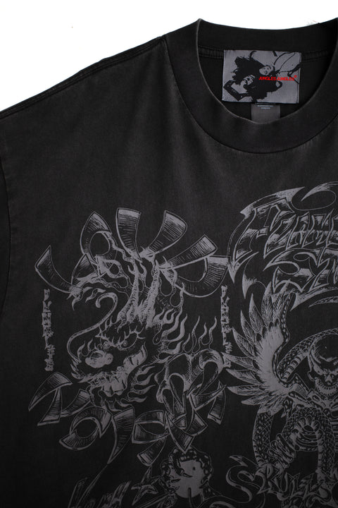 FLAMES N STUFF TEE- VINTAGE BLACK