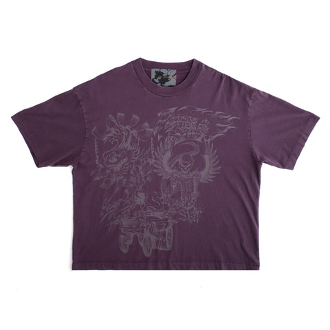 FLAMES N STUFF TEE- VINTAGE PURPLE
