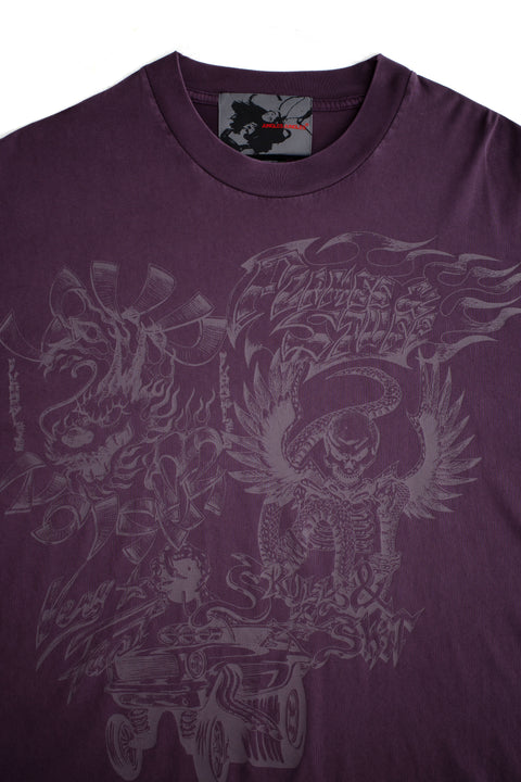 FLAMES N STUFF TEE- VINTAGE PURPLE