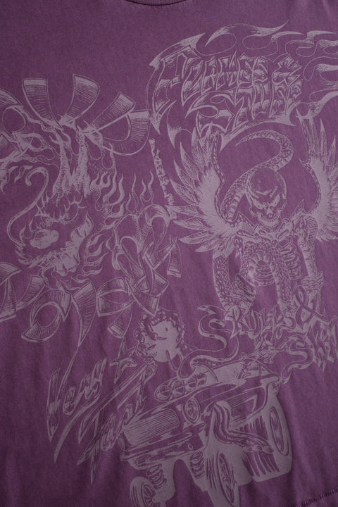FLAMES N STUFF TEE- VINTAGE PURPLE