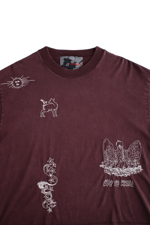 LIFE IS MAGICK TEE-VINTAGE BROWN