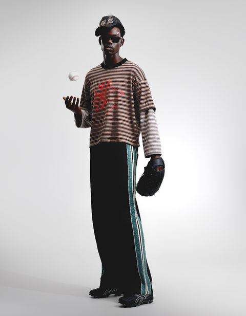 SKELETON STRIPE DOUBLE SLEEVE TEE